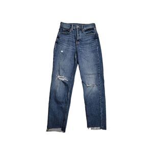 Old Navy Extra High Rise Sky Hi Straight Jeans  Distressed Blue Women's 0
